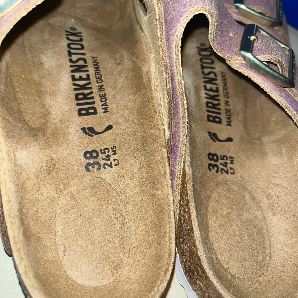 Birkenstock Arizona washed mettalic suede leather size 38 - Picture 3 of 6